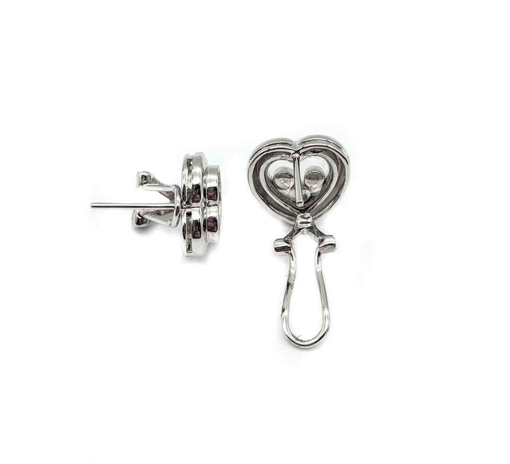 Heart-shaped earrings with floating diamonds - Dick's Pawn Superstore