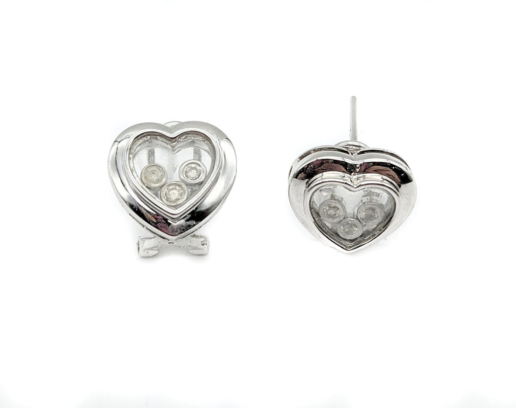 Heart-shaped earrings with floating diamonds - Dick's Pawn Superstore