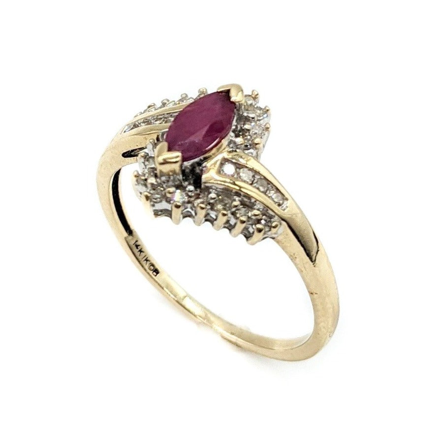 Red stone fashion ring with 25PTW diamonds - Dick's Pawn Superstore