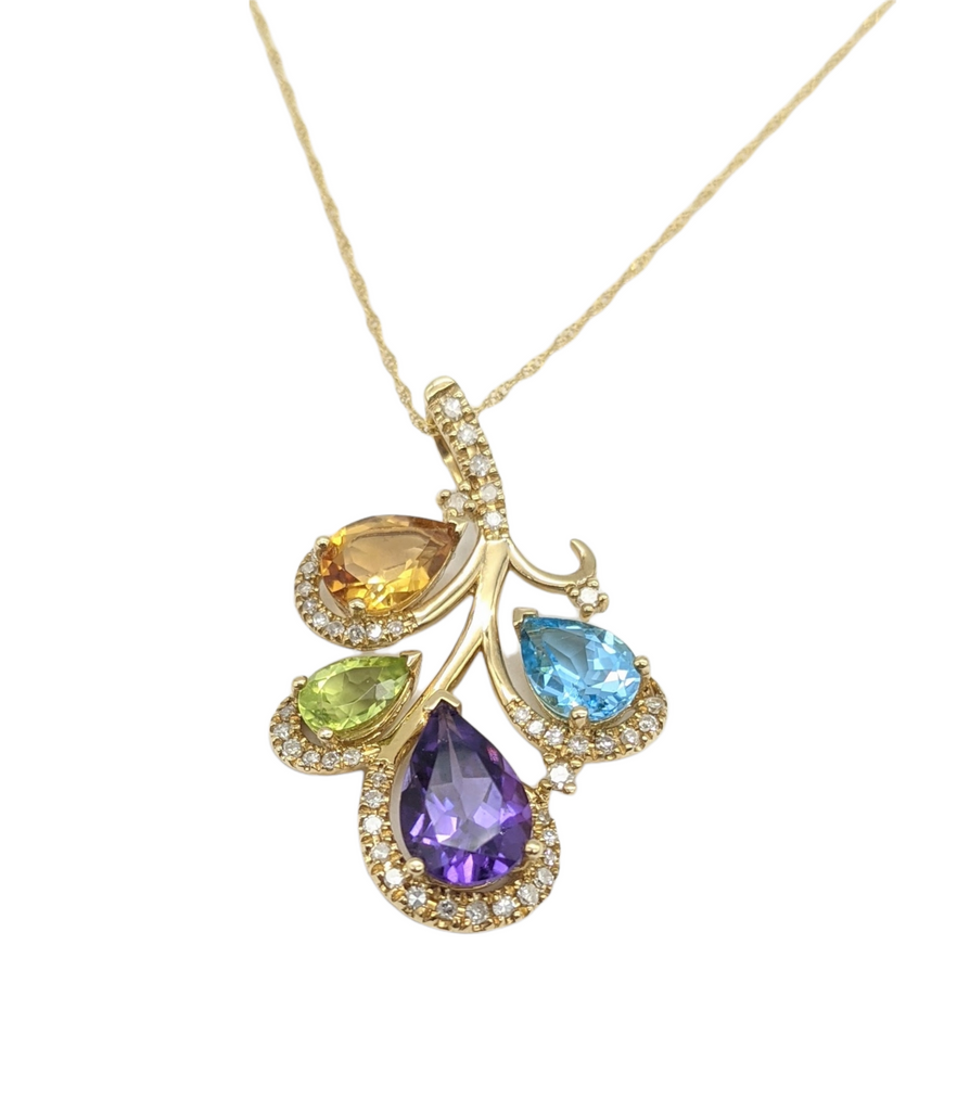 Multi-colored Gemstone and Diamond Necklace - Dick's Pawn Superstore