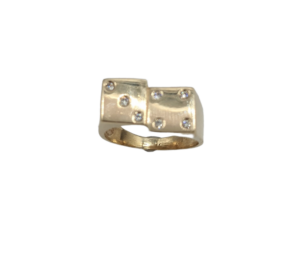 14 Point Diamond Gypsy Set Dice Shaped Ring - Dick's Pawn Superstore