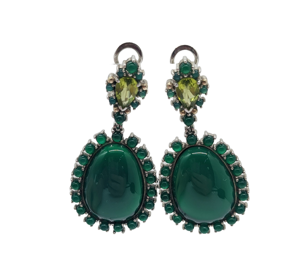 Green Stone Pear Drop Dangle Earrings - Dick's Pawn Superstore