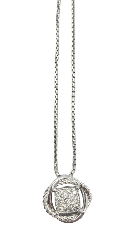 David Yurman Sterling Silver Diamond Chip Necklace - Dick's Pawn Superstore