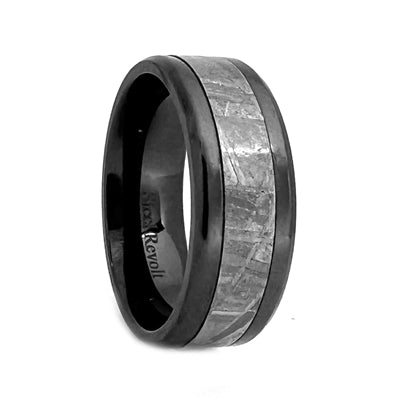 Comfort Fit 8mm High-Tech Ceramic Wedding Ring With Meteorite - Dick's Pawn Superstore