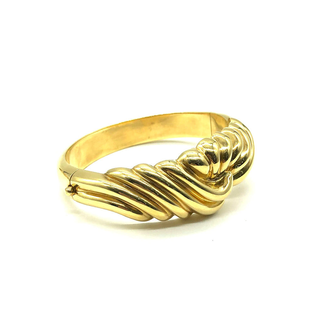 *New* 18k Yellow Gold Ribbed Bangle Bracelet - Dick's Pawn Superstore