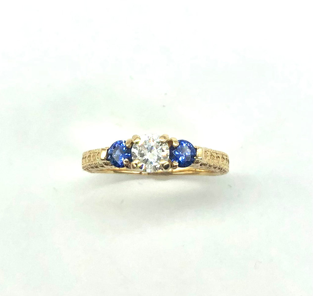 *New* 3 In-Line Diamond and Sapphire Ring - Dick's Pawn Superstore